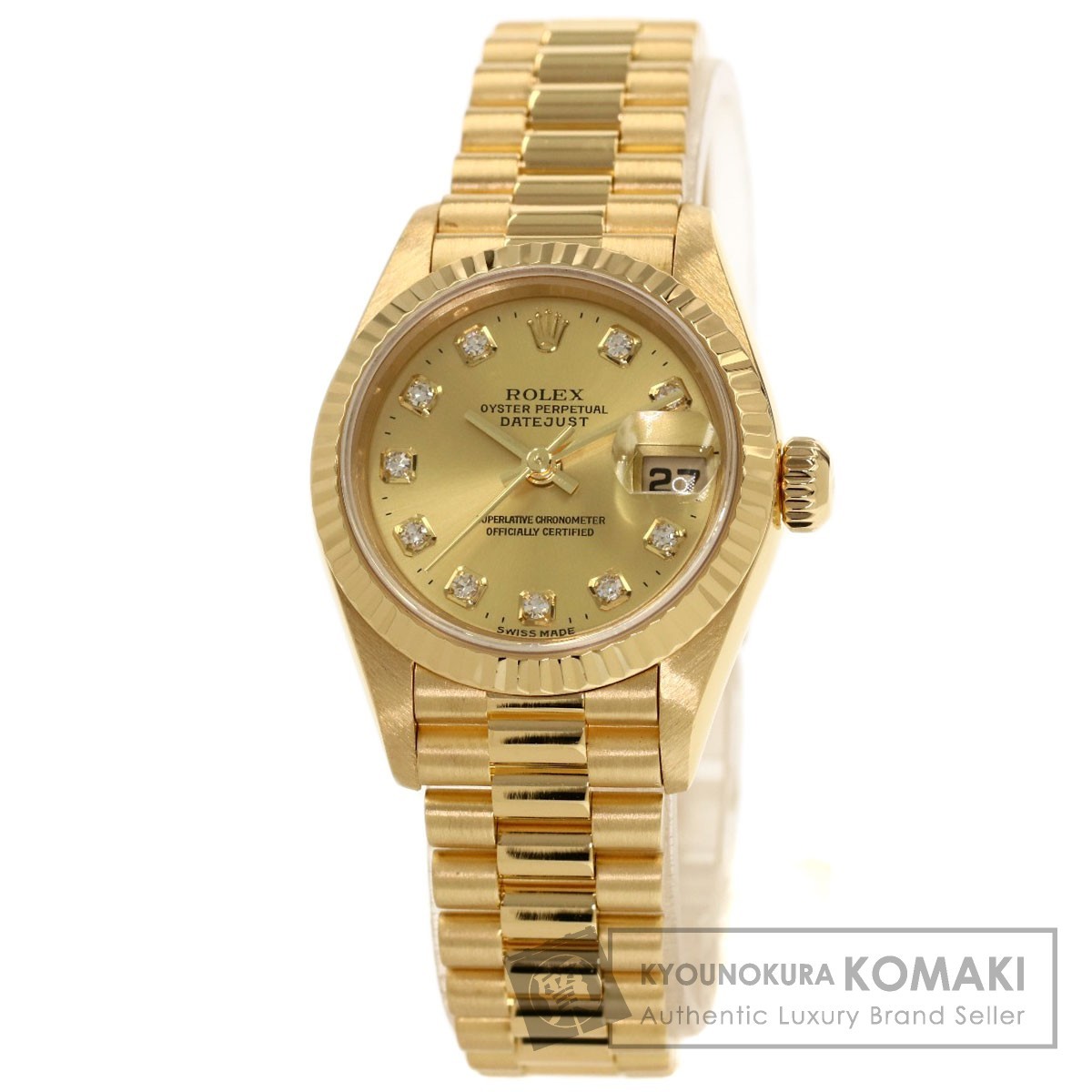 ROLEX ロレックス 79178G デイトジャスト 10P ダイヤモンド 腕時計 K18イエローゴールド K18YG レディース 中古_画像1