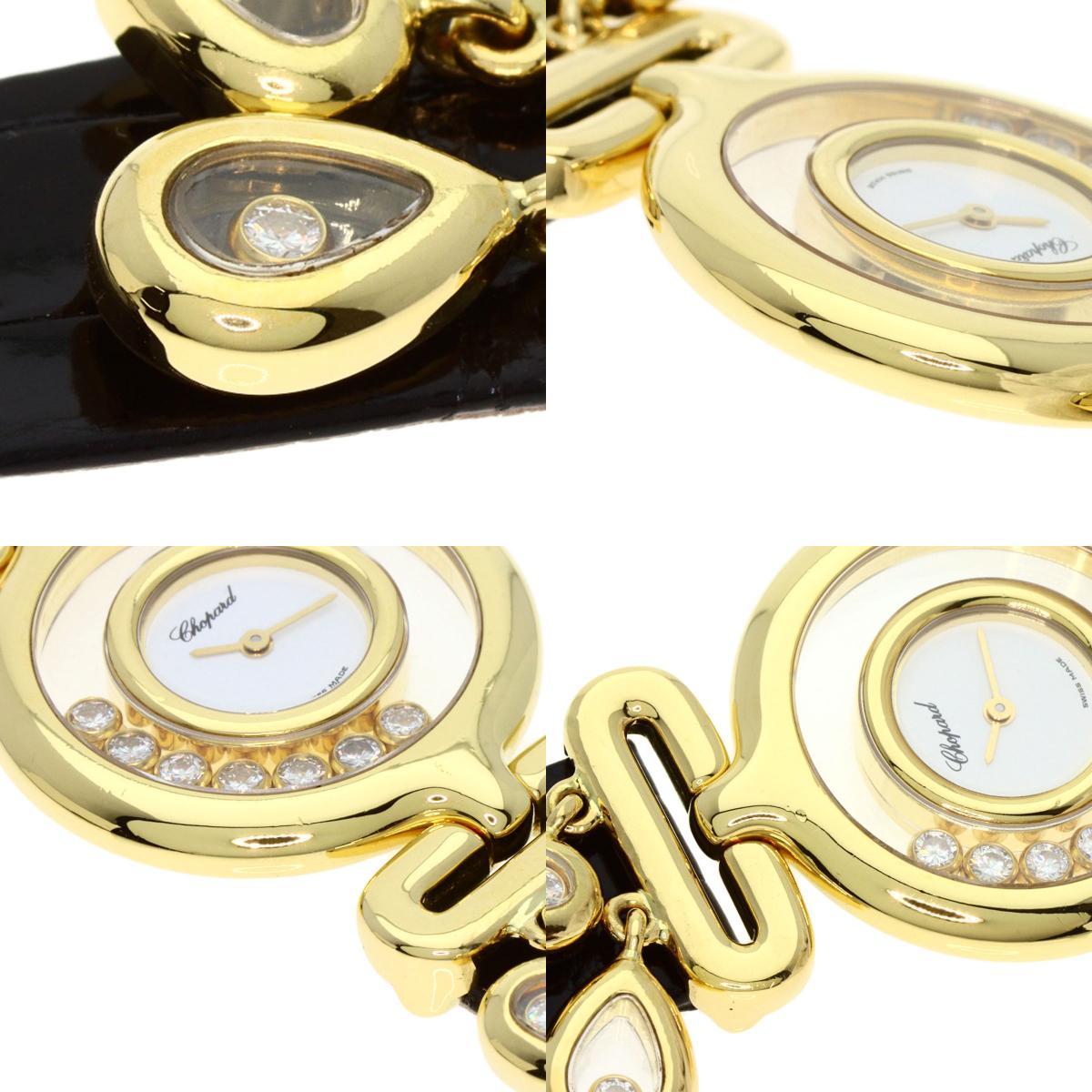 Chopard ショパール 20/5674 ハッピーダイヤモンド メーカーコンプリート 腕時計 K18イエローゴールド アリゲーター レディース 中古_画像8