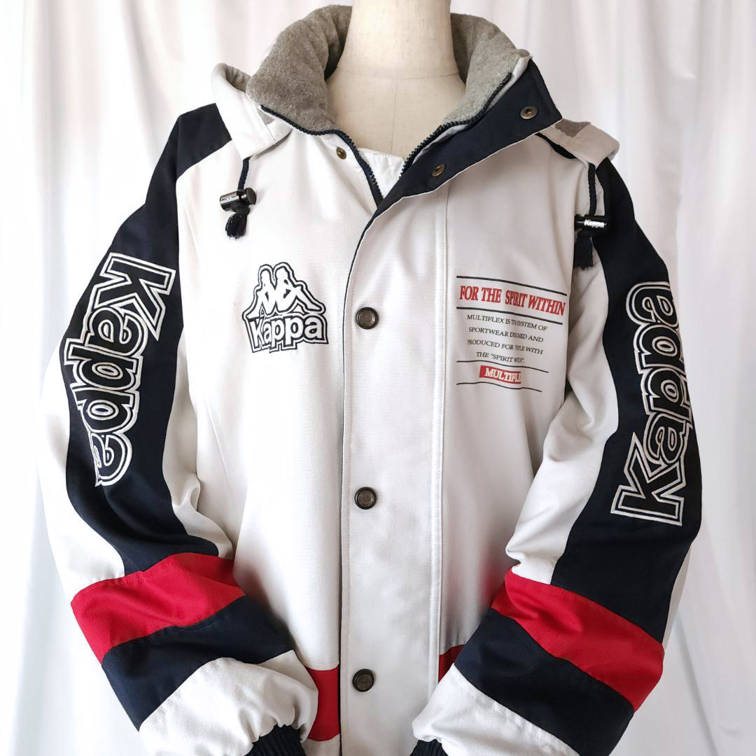 K/M(M~L) размер / kappa Kappa bench пальто белый × темно-синий × оттенок красного 90s вышивка большой Logo спортивный бюстгальтер ndo