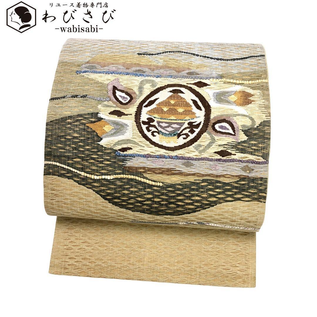 激安販促品 袋帯 すくい織 抽象模様 鳥の子色 O-1502 | www.t-k-g.co.jp