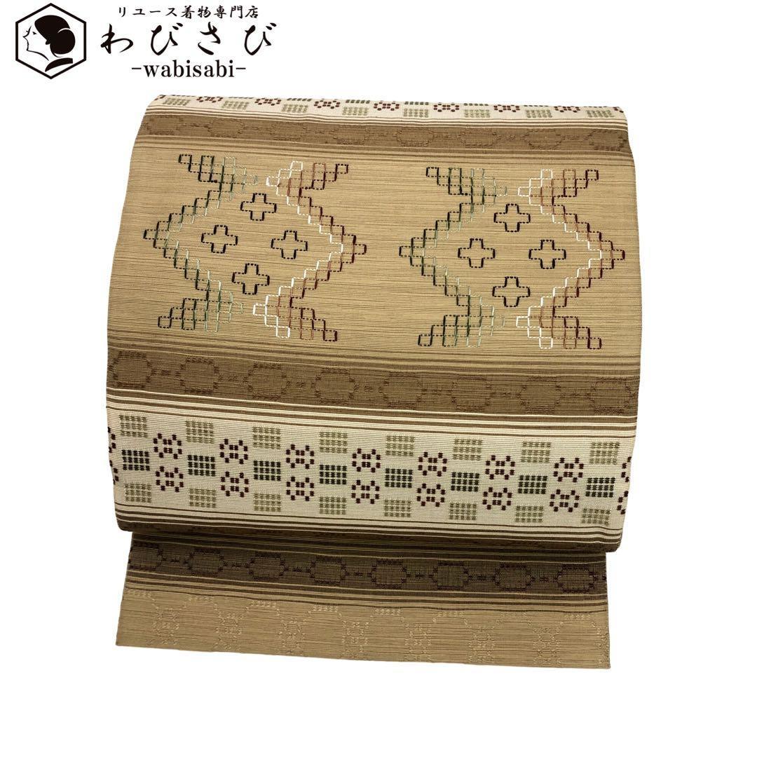 袋帯 伝統工芸 花織 吉兵衛 胡桃色 O-2761