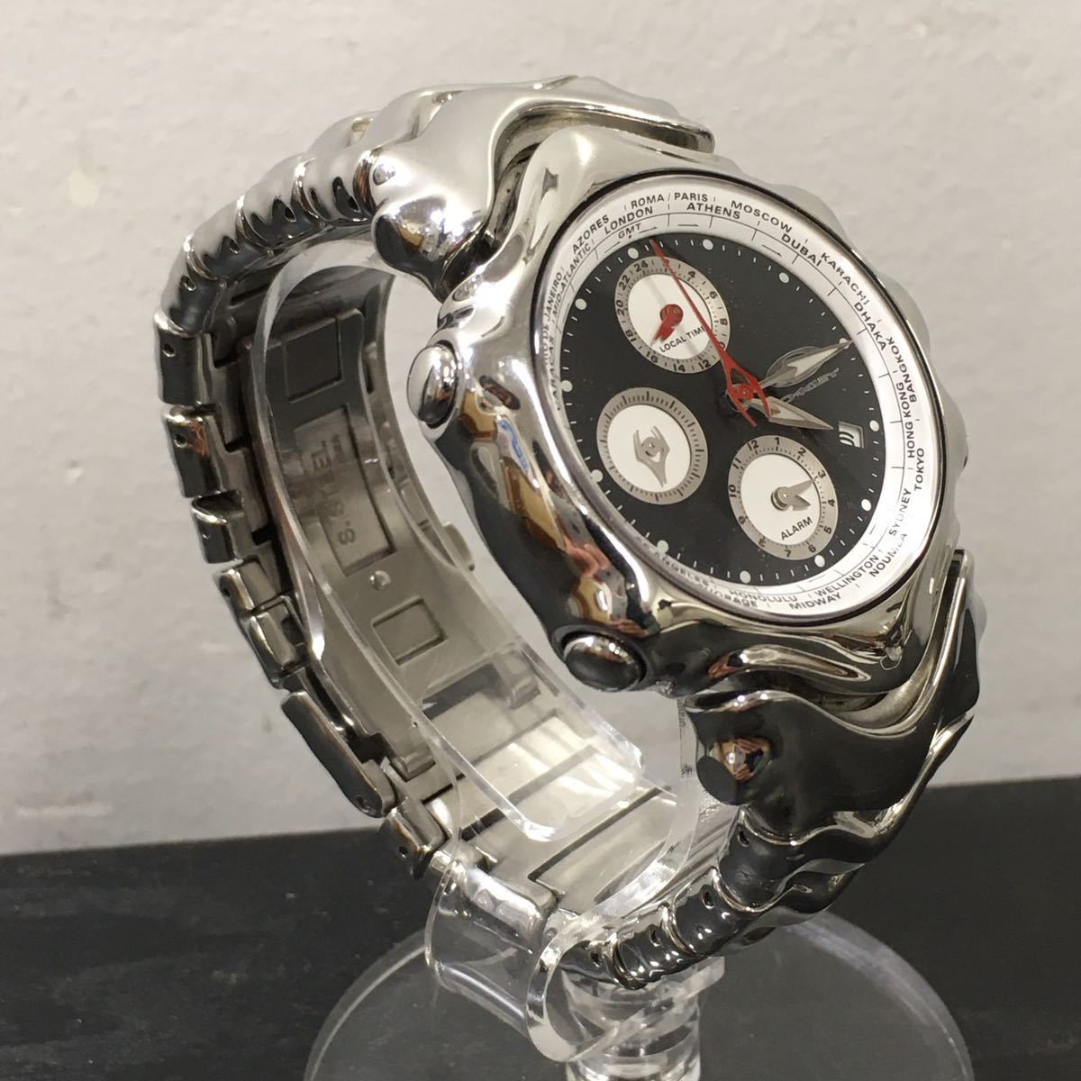 RR65 クォーツ腕時計 オークリー OAKLEY クロノグラフ QZ 稼働品 HARR GMT クロノグラフ_画像3