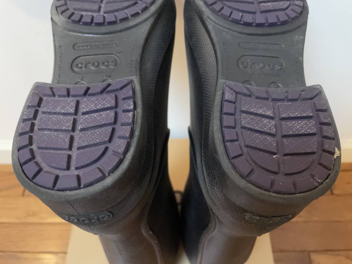 ■美品■ｃｒｏｃｓ クロックスレインシューズ (Ｗ７、黒)_画像6