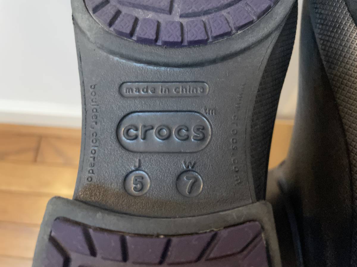 ■美品■ｃｒｏｃｓ クロックスレインシューズ (Ｗ７、黒)_画像7