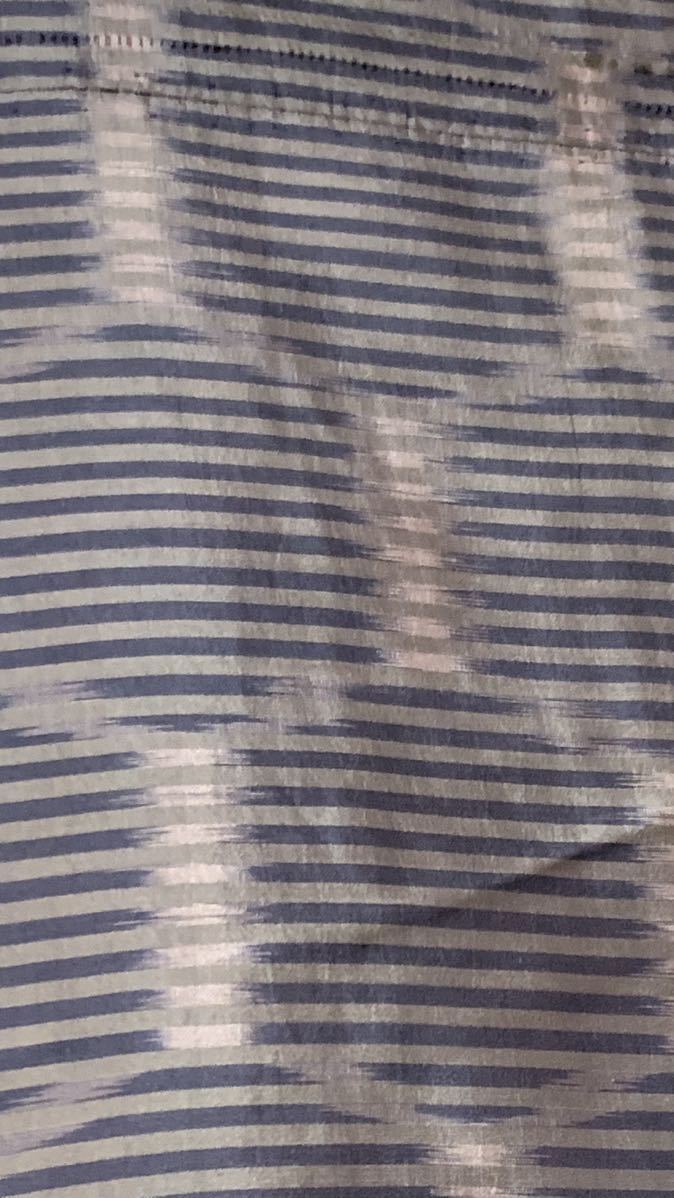 男羽織 正絹泥染め大島紬絣織 正絹の羽裏地に縞の亀甲柄 H 98_画像2