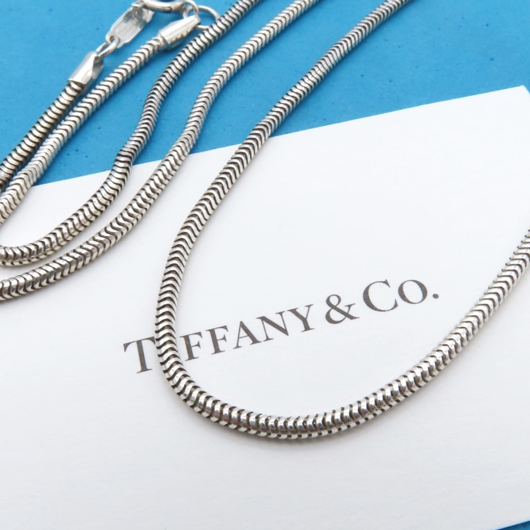 【送料無料】 極希少 美品 Tiffany&Co. ティファニー ミディアム スネーク チェーン シルバー ネックレス 46cm SV925 RP14