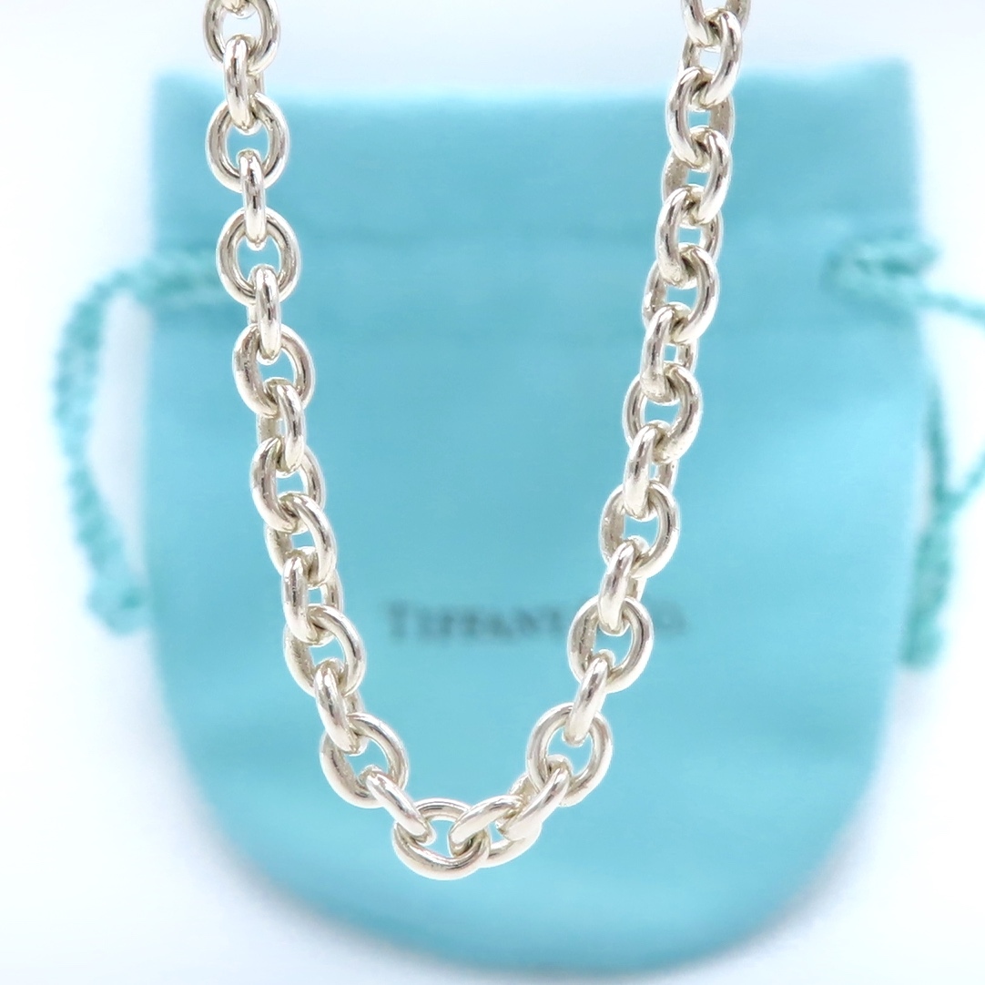 【送料無料】 極希少 美品 Tiffany&Co. ティファニー ロング ラージ チェーン シルバー ネックレス AG925 SV 75cm HD75_画像1