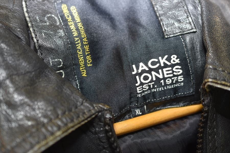 JACK&JONES★イタリア直輸入★良質　レザージャケット　ライダース XL（Z-572)　メンズ　おすすめ_画像4