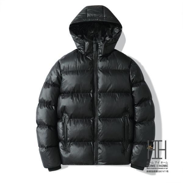 3XL ブラック 中綿ジャケット メンズ 中綿コート メンズ アウター 光沢 キルティングコート メンズアウター 冬