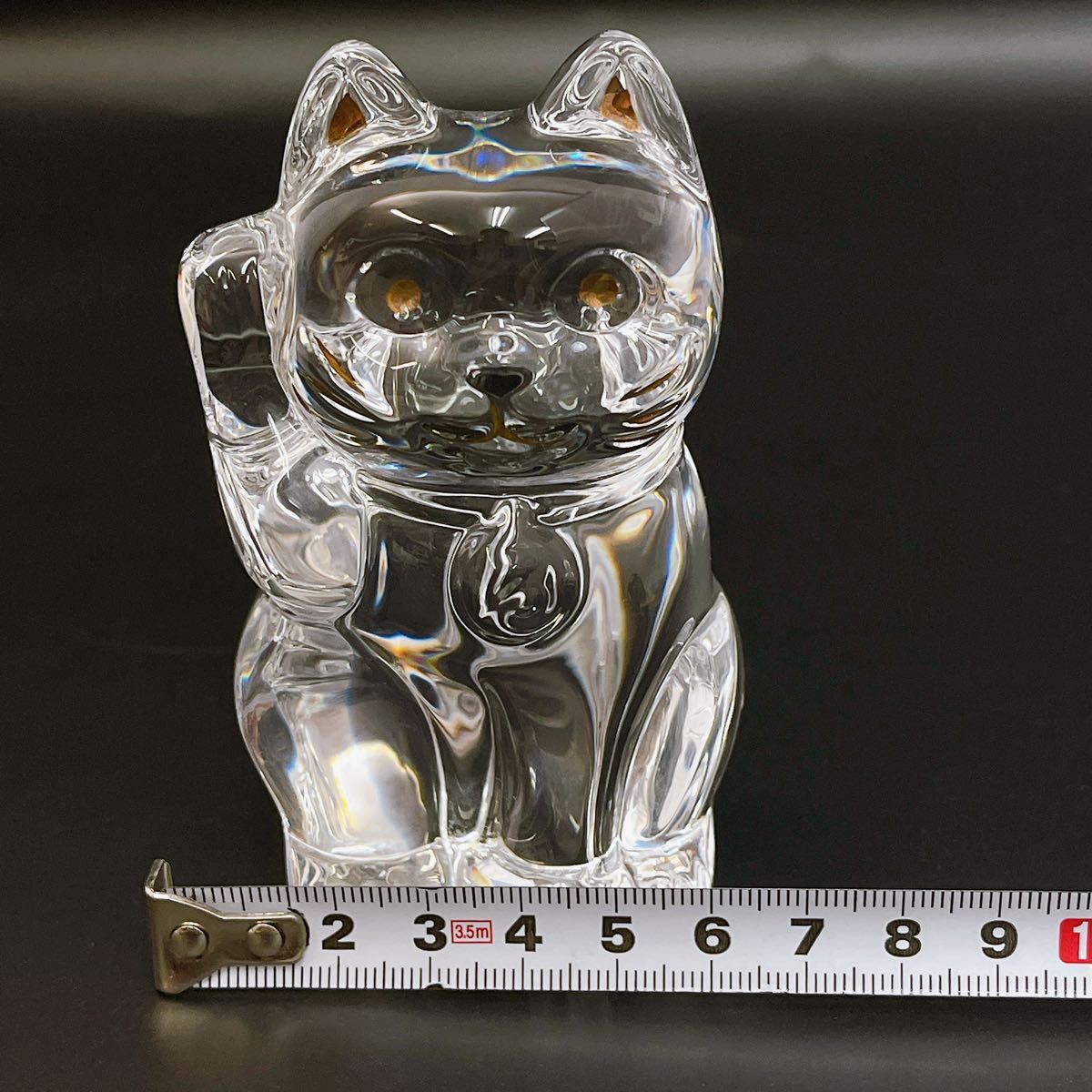 11SB139 【美品】Bacarat バカラ まねき猫 クリスタル ブランド置物 飾りインテリア 中古 現状品は_画像9