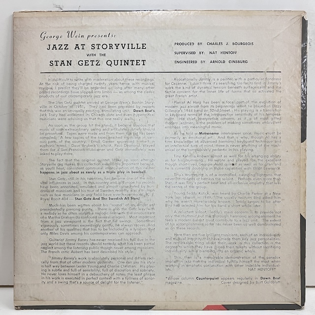 ●即決10 Stan Getz / Jazz At Storyville rlp407 j39175 米オリジナル、10インチ Dg フラット盤 スタン・ゲッツ_画像2