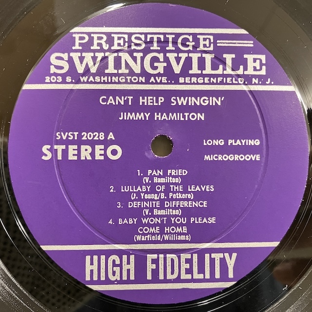 ●即決LP Jimmy Hamilton / Can't Help Swingin svst2028 j39273 米オリジナル、紫銀Dg Vangelder刻印 TOMMY FLANAGAN_画像3