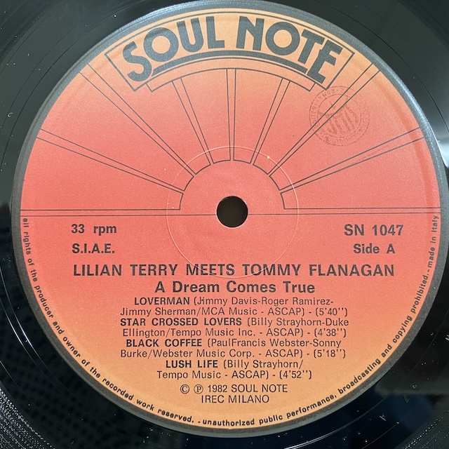 ●即決VOCAL LP Lilian Terry / a Dream Comes True sn1047 jv5843 伊オリジナル TOMMY FLANAGAN_画像3