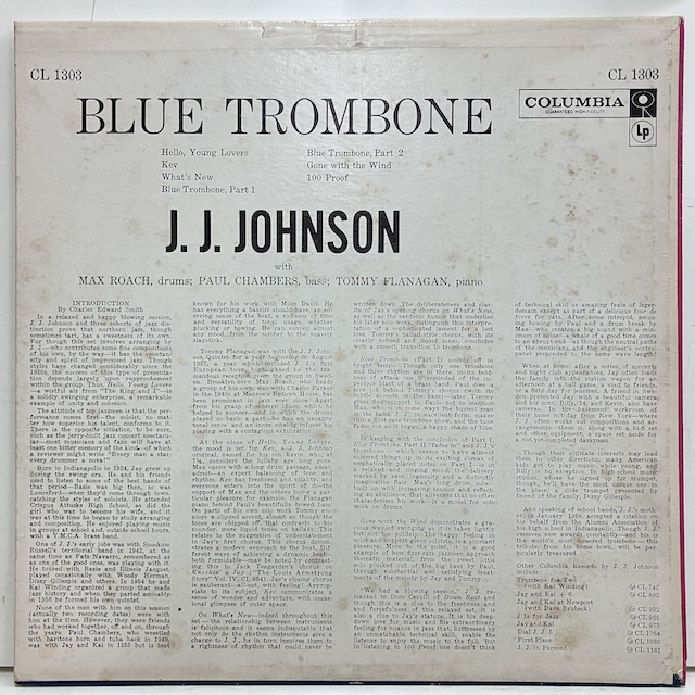 ●即決LP Jj Johnson / Blue Trombone Cl1303 j39485 米オリジナル、6eye Dg Mono J.J. ジョンソン_画像2