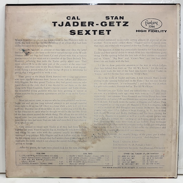 ●即決LP Cal Tjader Stan Getz / Cal Tjader Stan Getz Sextet 3266 j39560 米オリジナル、赤盤Dg Mono スタン・ゲッツ_画像2