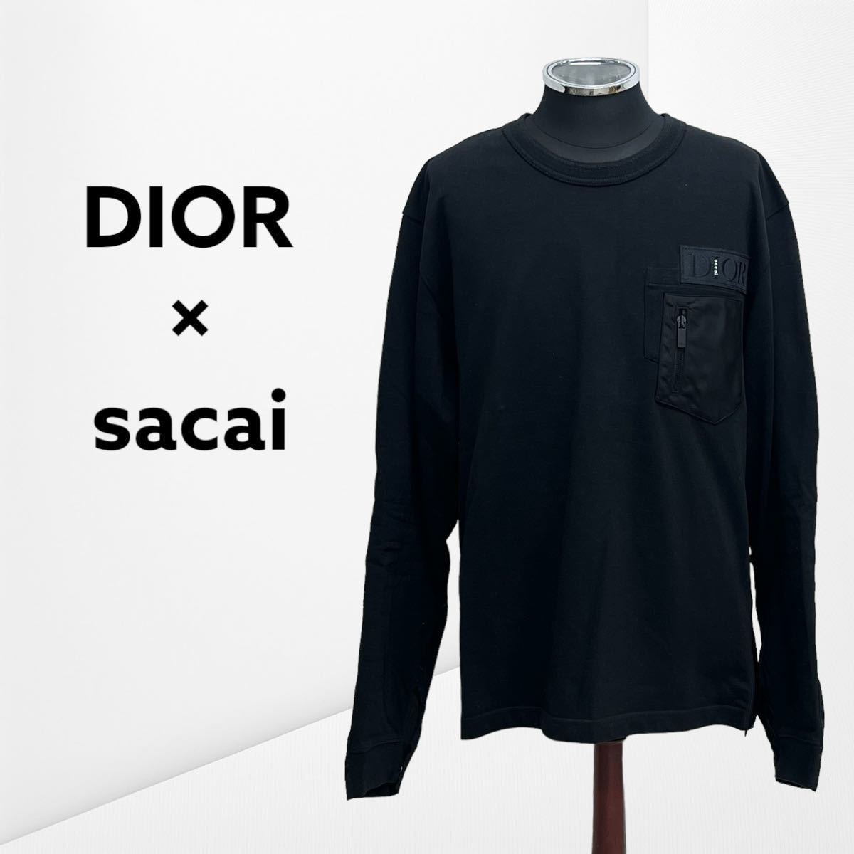 DIOR×sacai ディオール サカイ 21AW ロゴパッチ コットンジャージー ロングスリーブ カットソー Tシャツ メンズ 213J642A0554の画像1