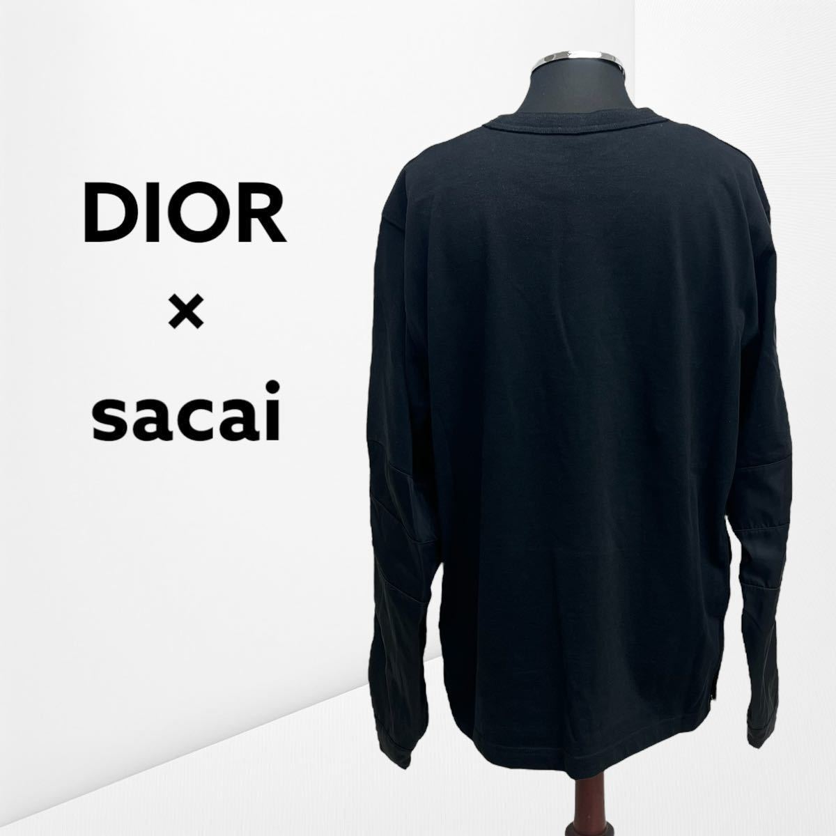 DIOR×sacai ディオール サカイ 21AW ロゴパッチ コットンジャージー ロングスリーブ カットソー Tシャツ メンズ 213J642A0554_画像2