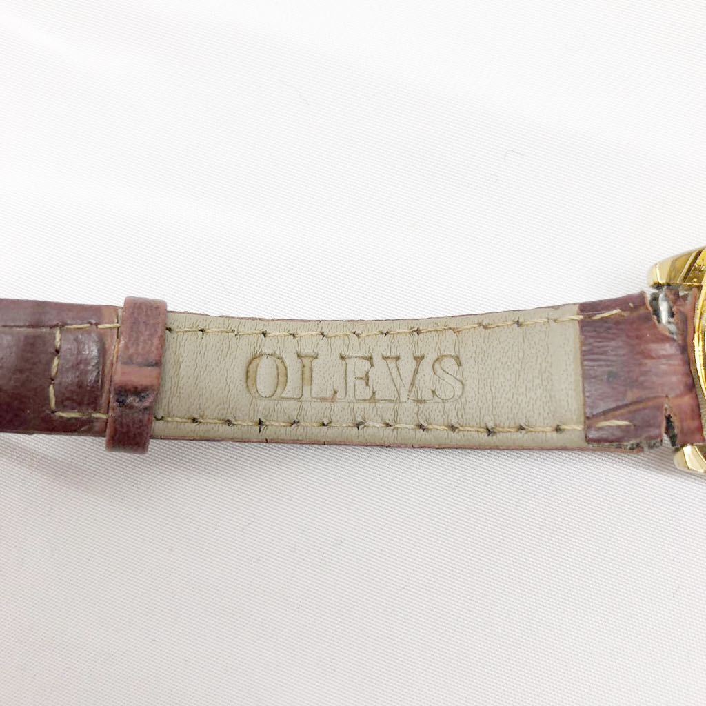 OLEVS オレブス メンズ 腕時計 NO.6898L 白文字盤 デイト ゴールド×ブラウン_画像7