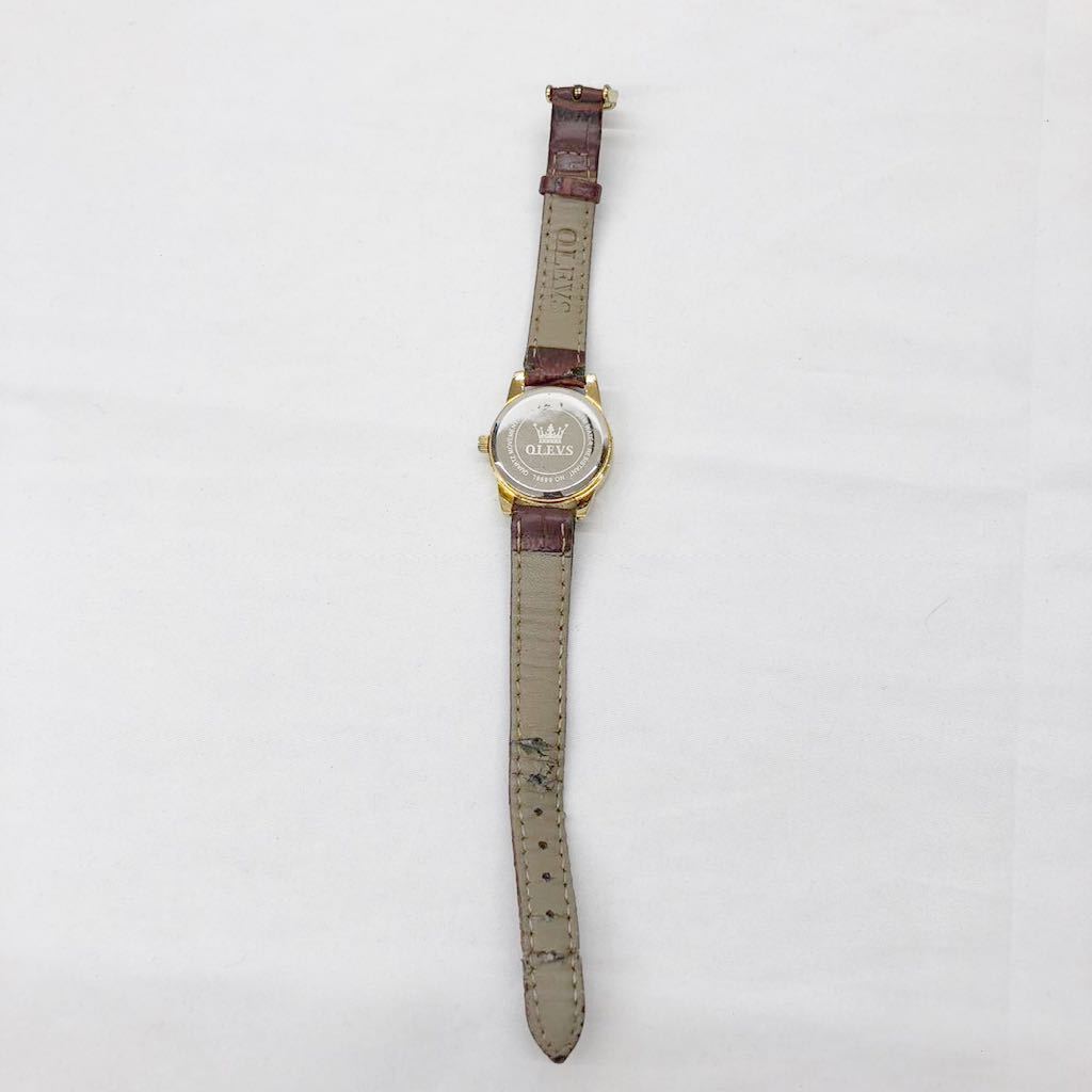 OLEVS オレブス メンズ 腕時計 NO.6898L 白文字盤 デイト ゴールド×ブラウンの画像3