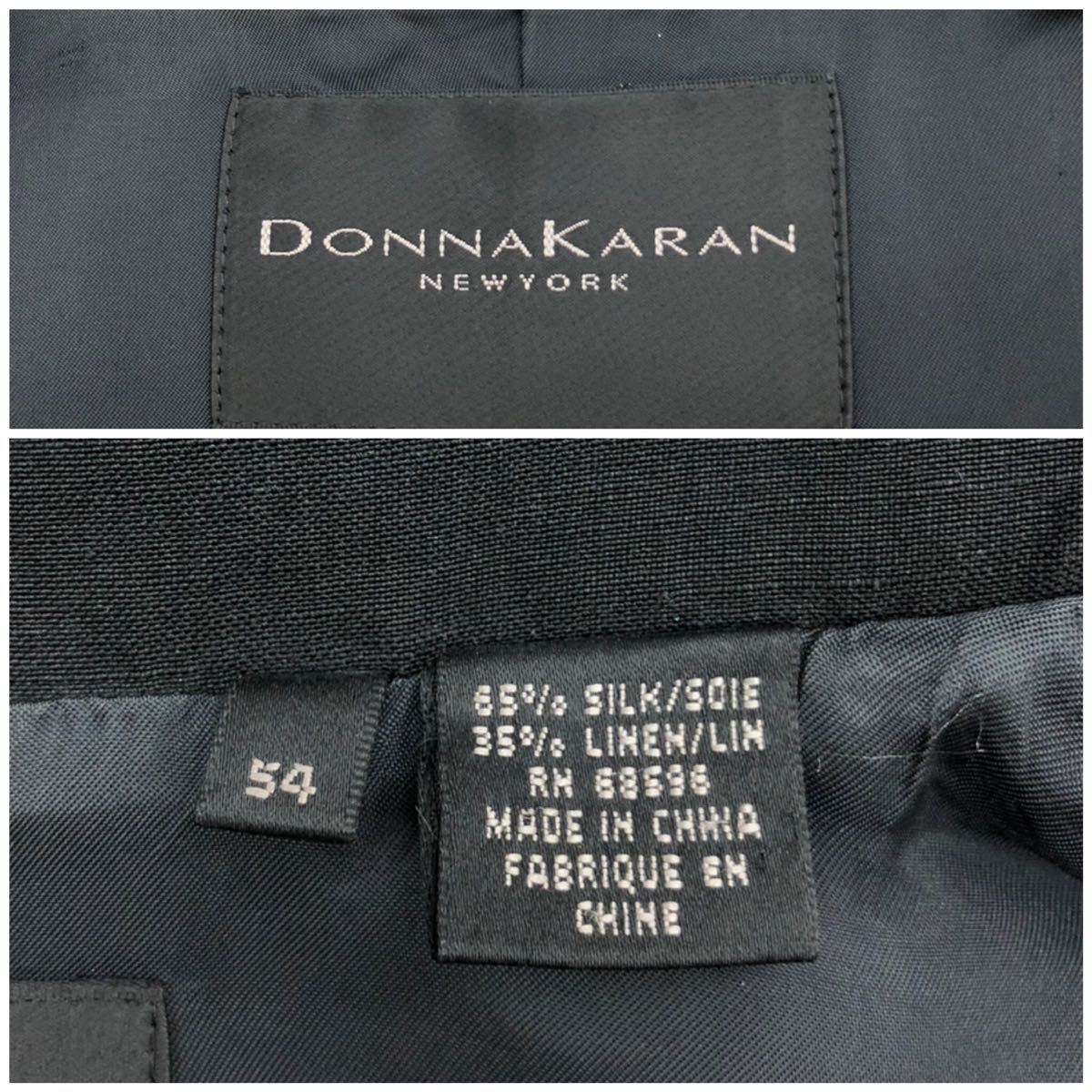 DONNA KARAN NEW YORK ダナキャランニューヨーク メンズ テーラードジャケット 総裏地 2B シルク リネン ブラック 黒 サイズ52 XL相当 紳士_画像8