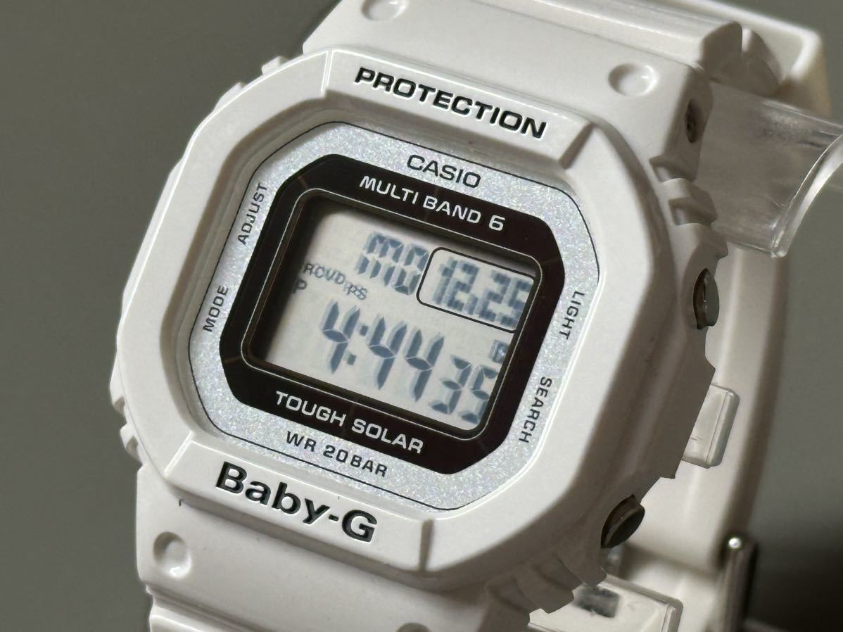 1円〜◇CASIO カシオ Baby-G マルチバンド6 ソーラー電波時計 BGD-5000 デジタル ホワイト メンズ腕時計 稼働品_画像2