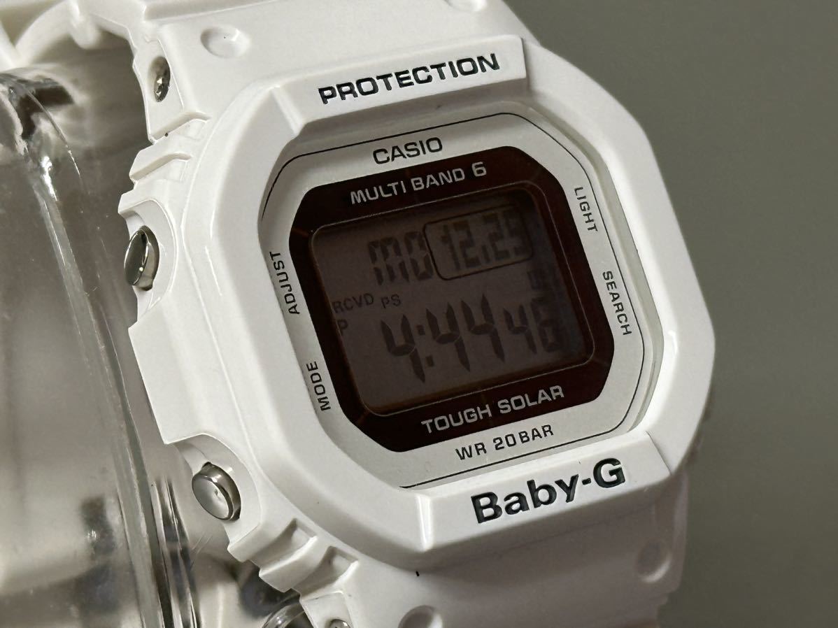 1円〜◇CASIO カシオ Baby-G マルチバンド6 ソーラー電波時計 BGD-5000 デジタル ホワイト メンズ腕時計 稼働品_画像3