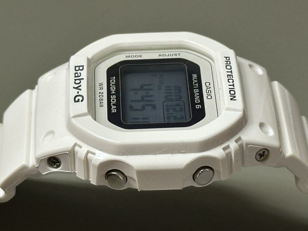 1円〜◇CASIO カシオ Baby-G マルチバンド6 ソーラー電波時計 BGD-5000 デジタル ホワイト メンズ腕時計 稼働品_画像4