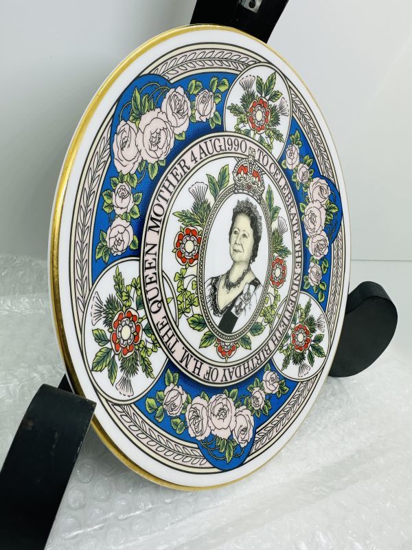 1990 クイーンマザー90歳誕生日記念プレート エリザベス女王 の 母 皿( 約21.8cm)　AB20_画像4