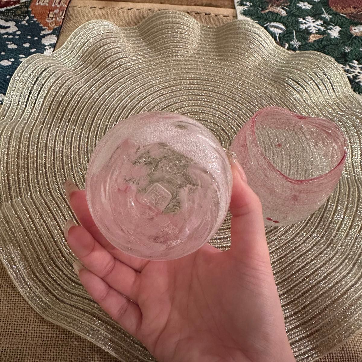 琉球グラス　2つSET ピンク　ハート