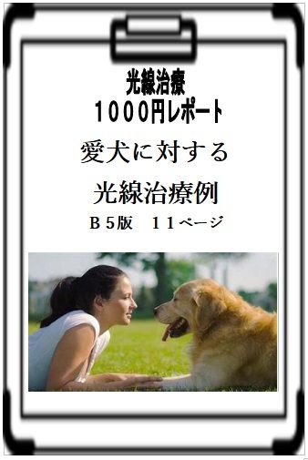 愛犬　光線治療１1００円レポート　「愛犬に対する光線治療例」　Ｂ５版１１ページ　コウケントー　光線治療器 _画像1