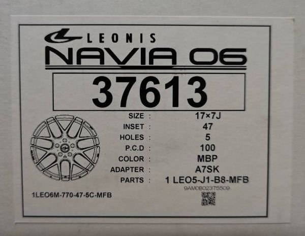 【展示品 在庫処分】レオニス NAVIA06 「7.0-17+47 5/100 マットブラックポリッシュ」【４本】新品未使用品 プリウス 86 BRZ_画像7