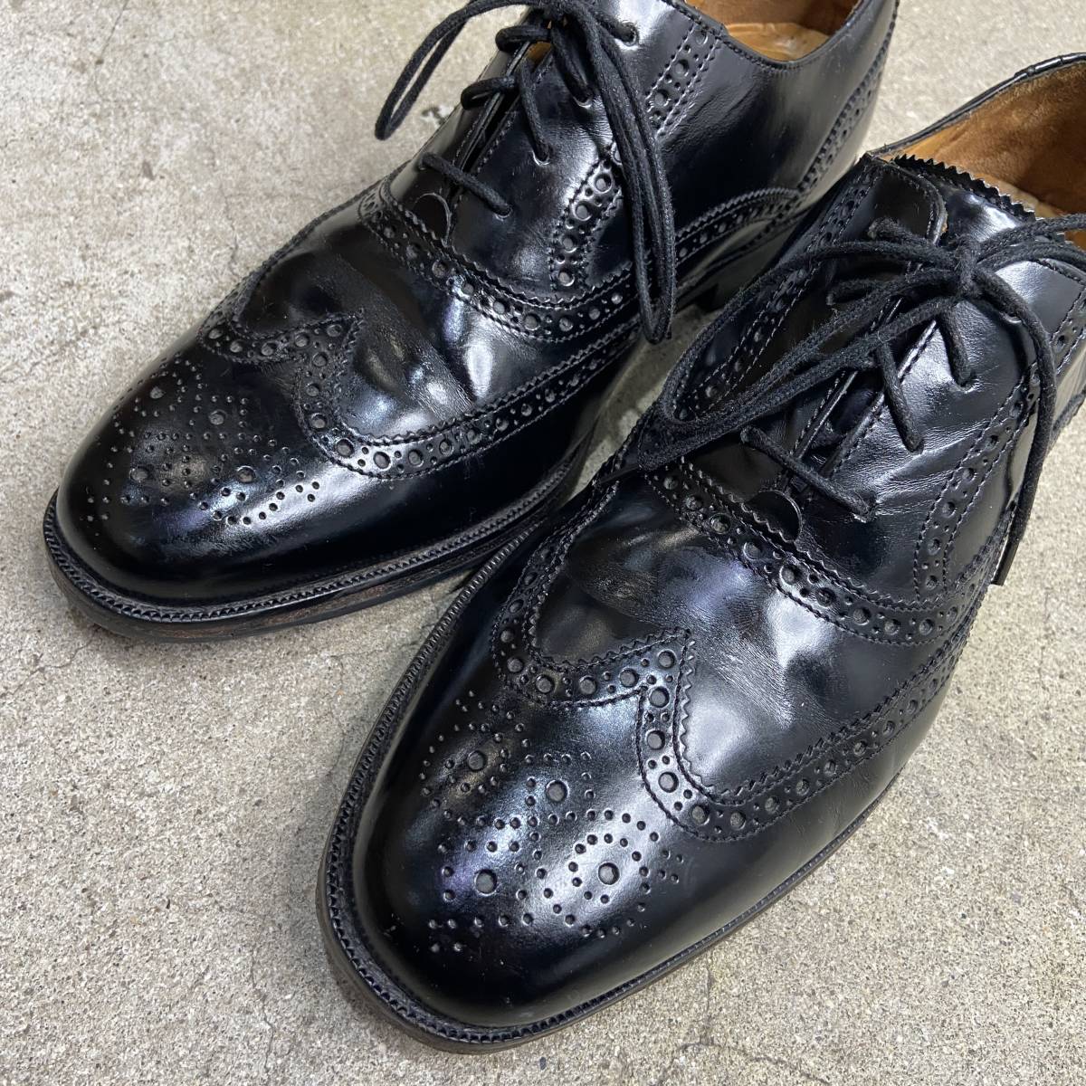 ☆送料無料☆COLE HAAN☆コールハーン☆ウィングチップレザーシューズ☆黒☆US7W☆革靴☆25ｃｍ☆Ｌ２３Ｍ_画像8