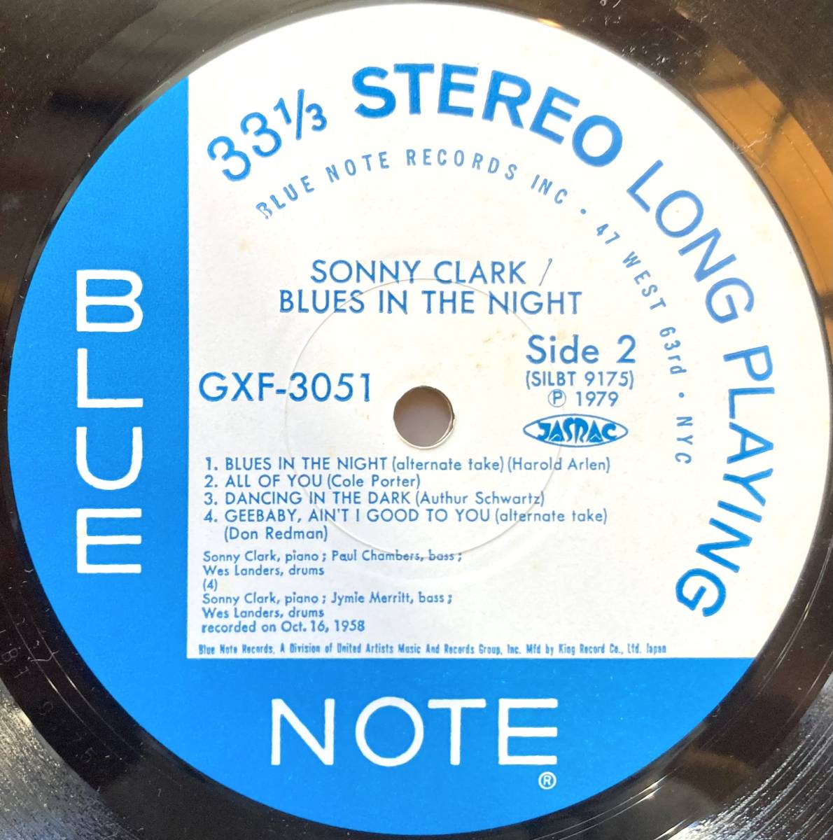 ■ブルーノート国内盤■ソニー・クラーク(Sonny Clark) / ブルース・イン・ザ・ナイト (Blue Note GXF 3051) 1979 JPN VG++ JAZZ_画像4