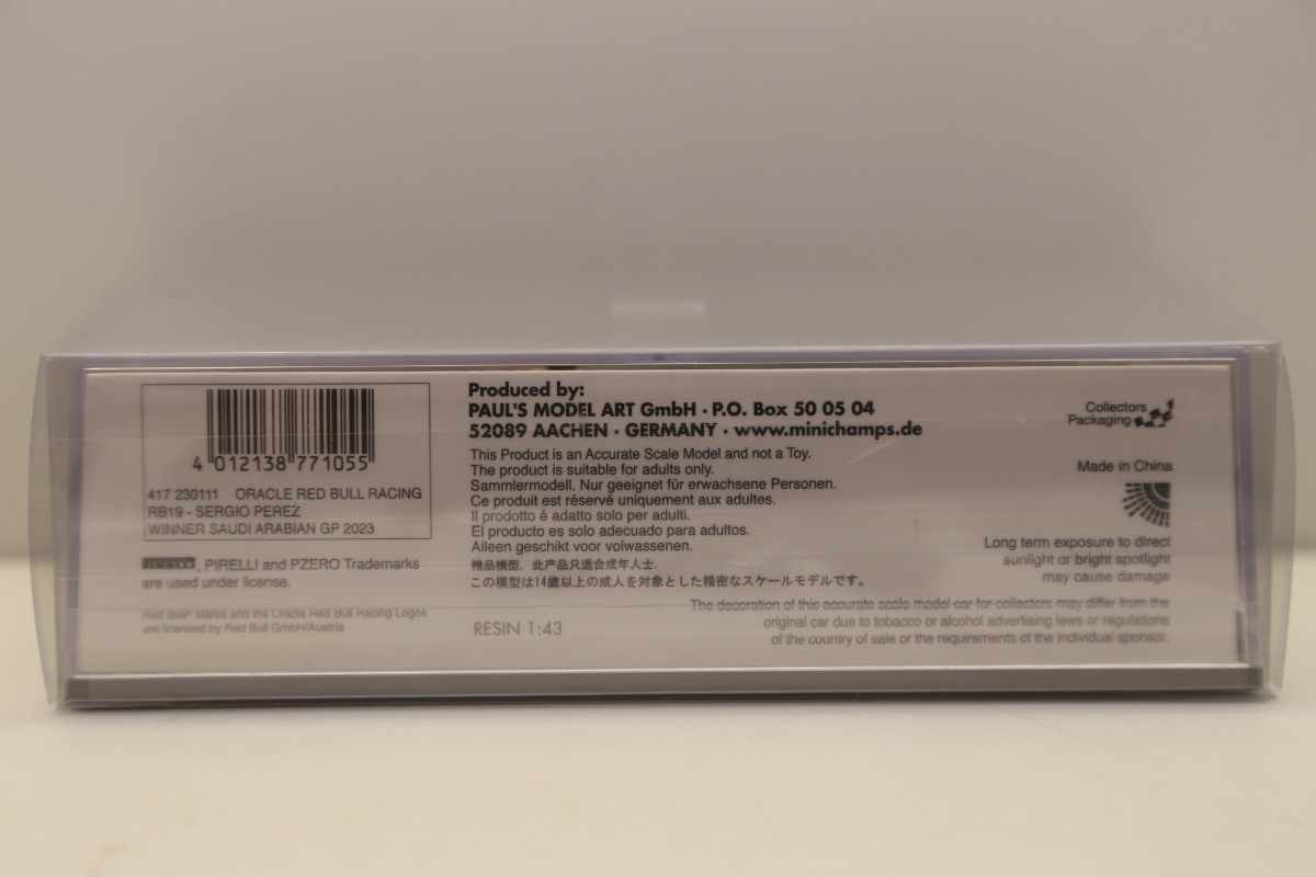 ミニチャンプス 1/43 オラクル レッドブル レーシング RB19 2023 F1 #11 S.ペレス 417230111　512CE/70_画像4