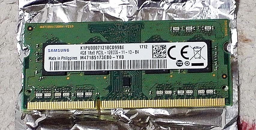 SAMSUNG made DDR3 PC3L 12800S 204Pin 4G low voltage correspondence 1 sheets 