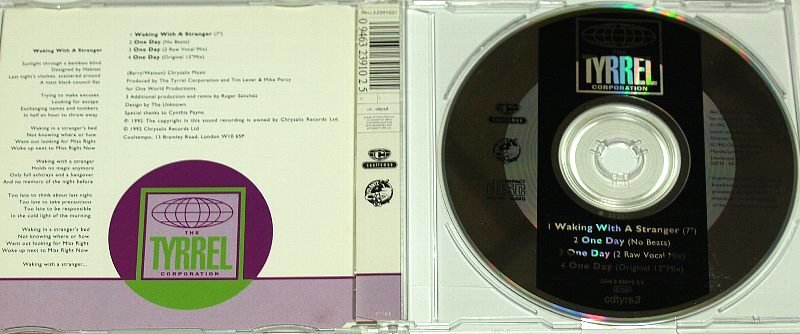 CDシングル The Tyrrel Corporation / Waking With A Stranger / One Day_ジャケの内側に染みあります。