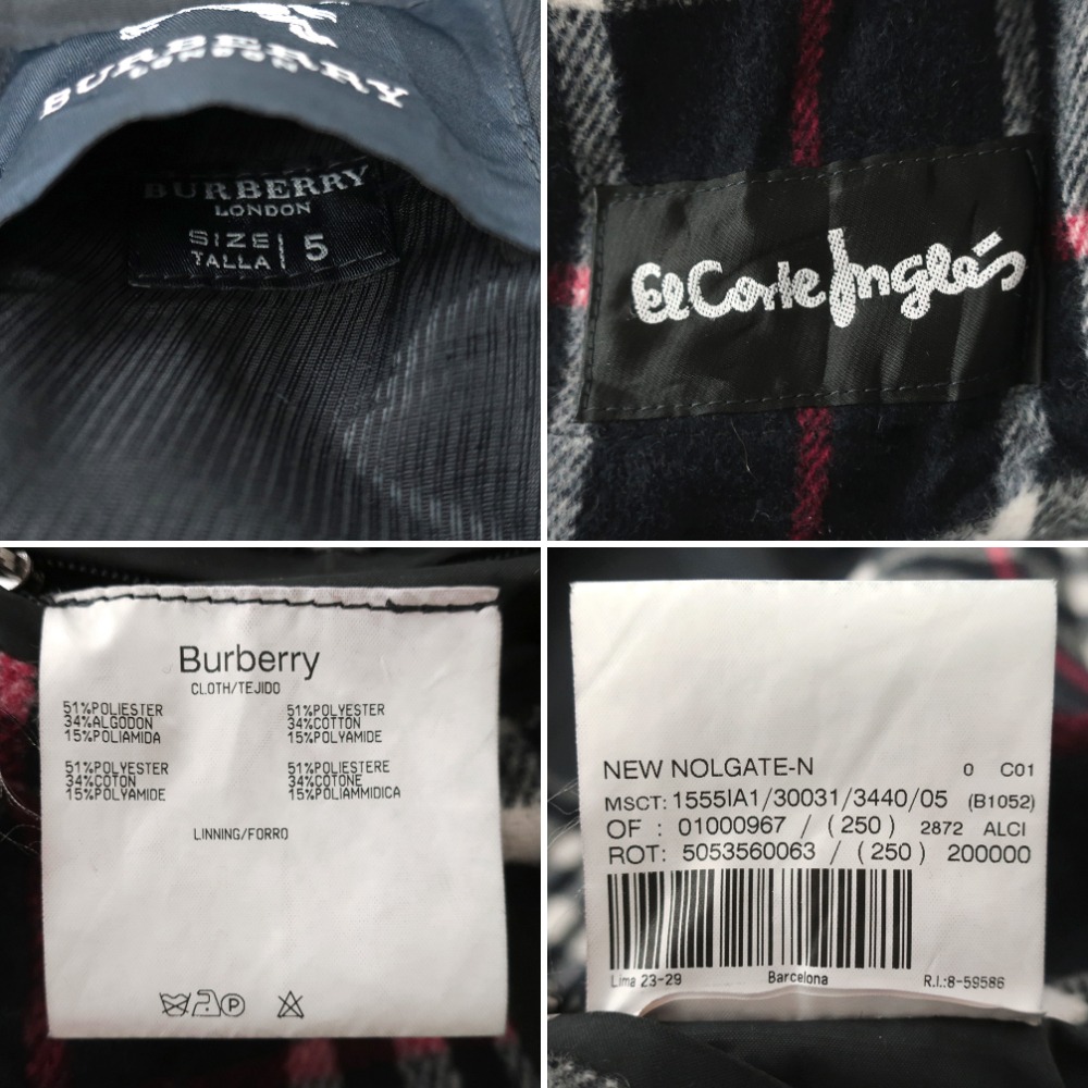 スペイン製 別注 BURBERRY LONDON ショート丈コート ハーフブルゾン　ブラック×ノバチェック 5(L)_画像4