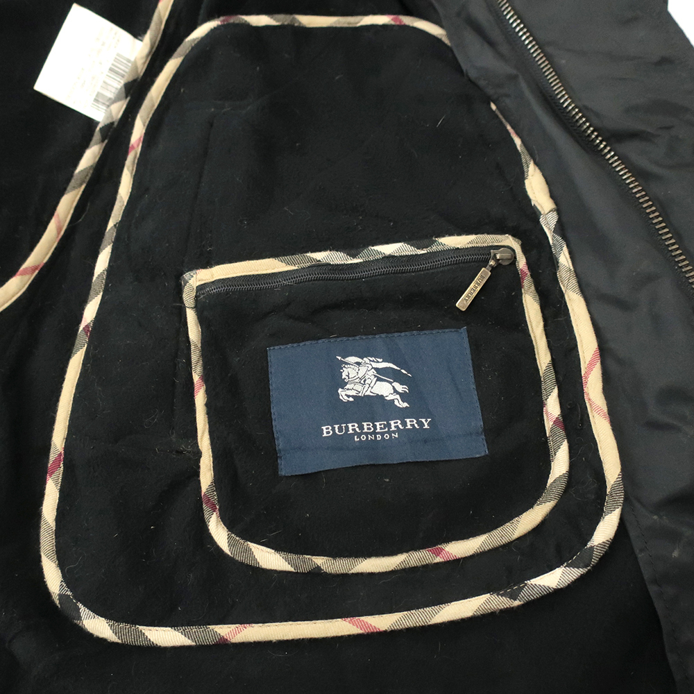 BURBERRY LONDON フリース裏地 中綿キルティング ハーフブルゾン ブラック 56(XXL)の画像10