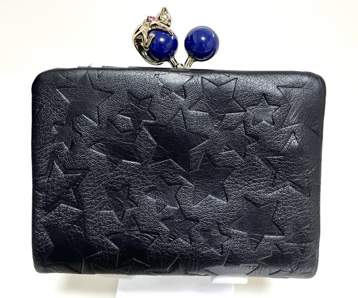 【新品未使用】ANNA SUI 財布 プレイングキャット 猫 黒 アナスイ 二つ折り がま口