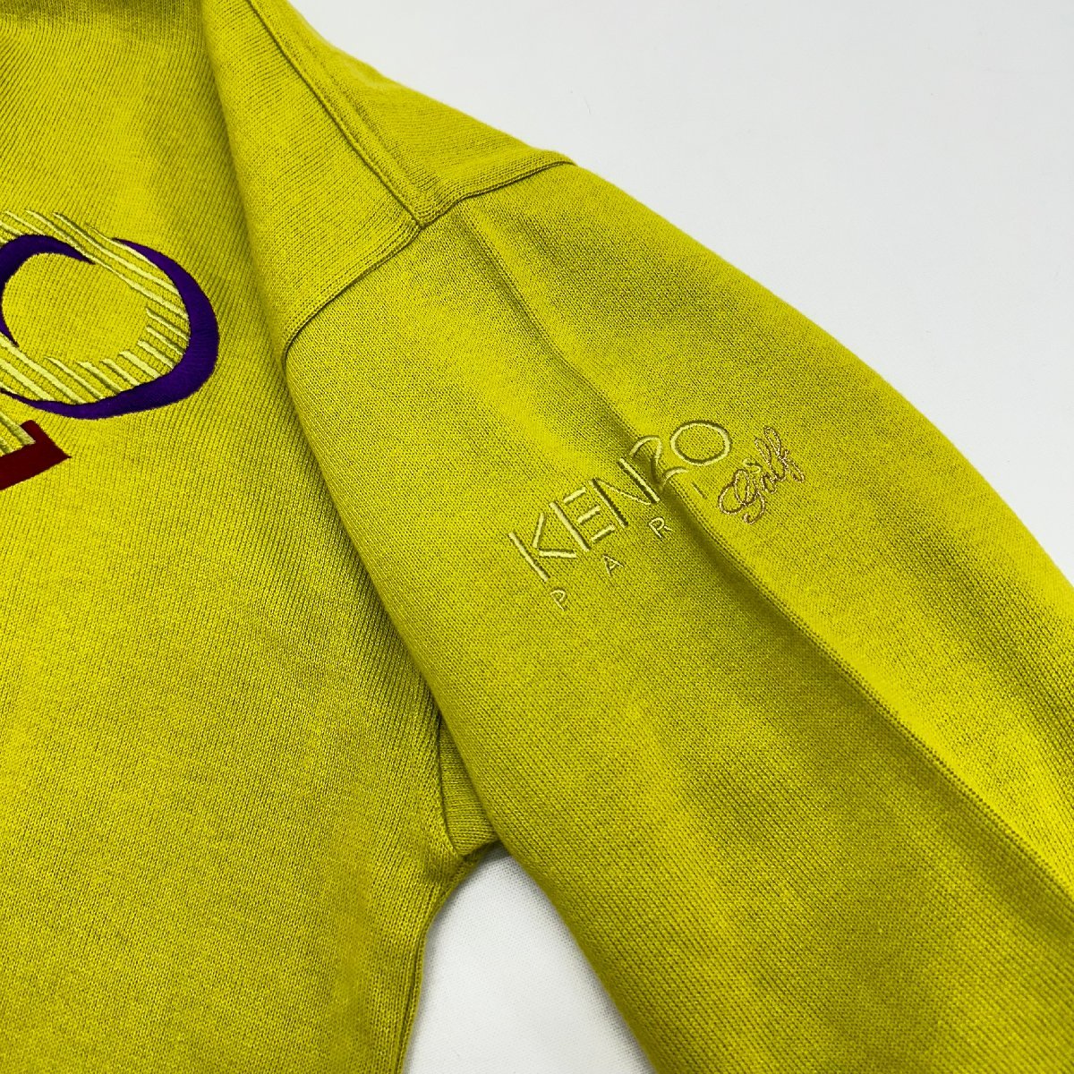 ■KENZO GOLF ケンゾーゴルフ ニット トップス セーター スポーツ コットン 日本製 サイズ4 黄緑色■_画像5