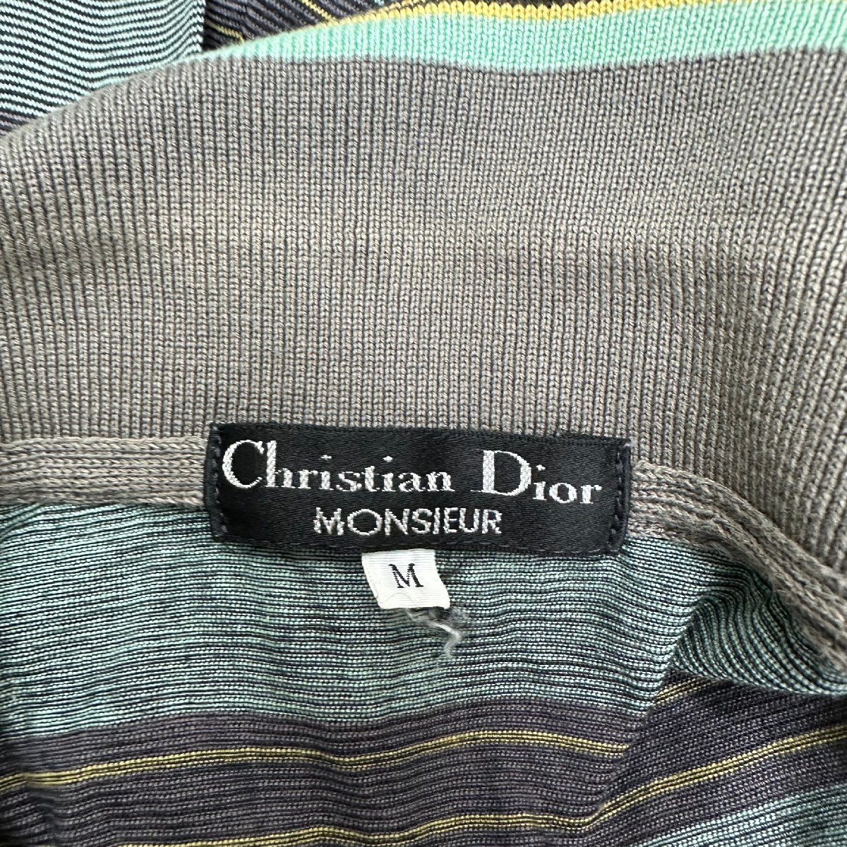 ■【送料198円】Christian Dior MONSIEUR クリスチャンディオールムッシュ ポロシャツ トップス コットン メンズ サイズM ボーダー■_画像5