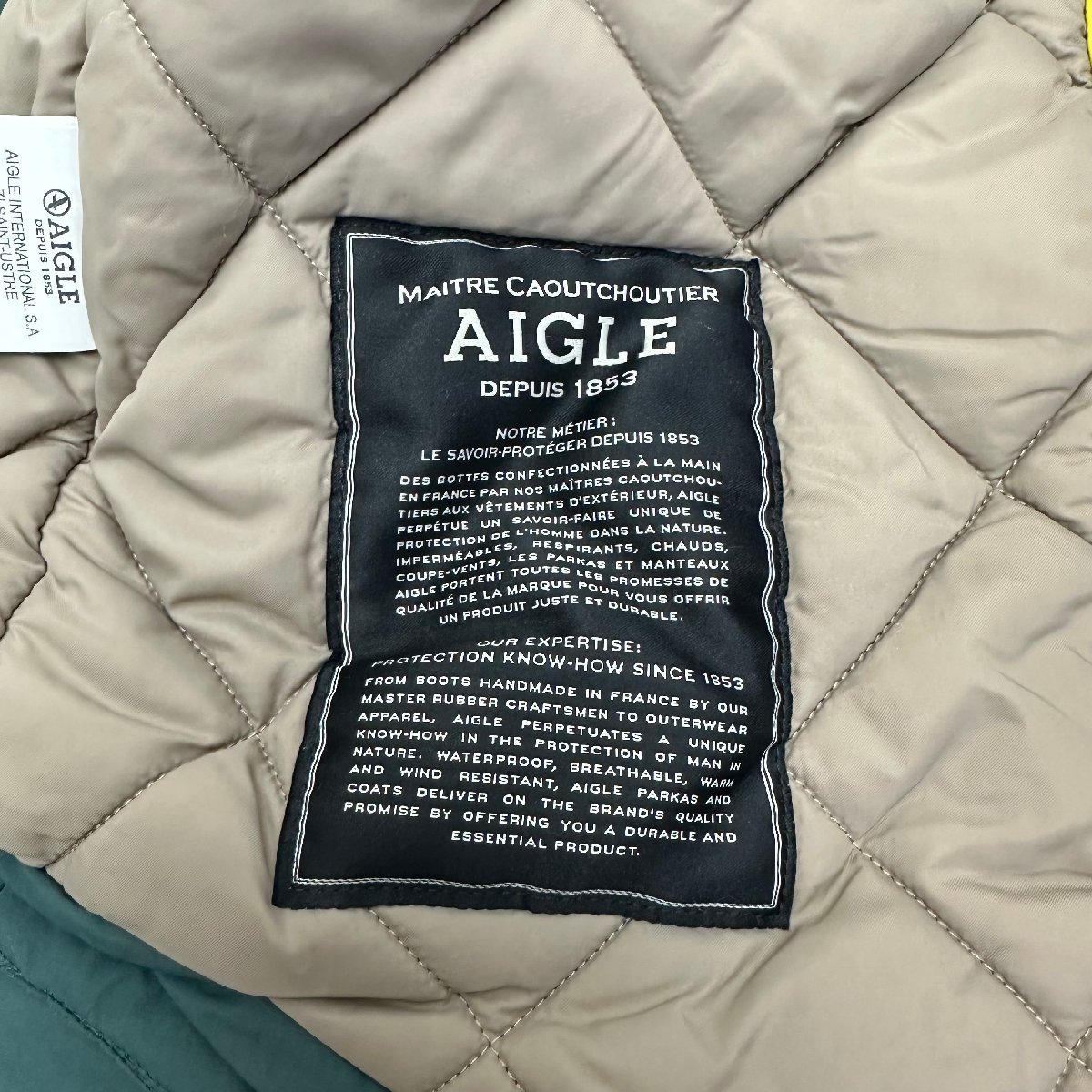 ■AIGLE エーグル ジャケット ジャンパー アウター ボア フード付 ジップアップ レディース サイズ38 グリーン■_画像8