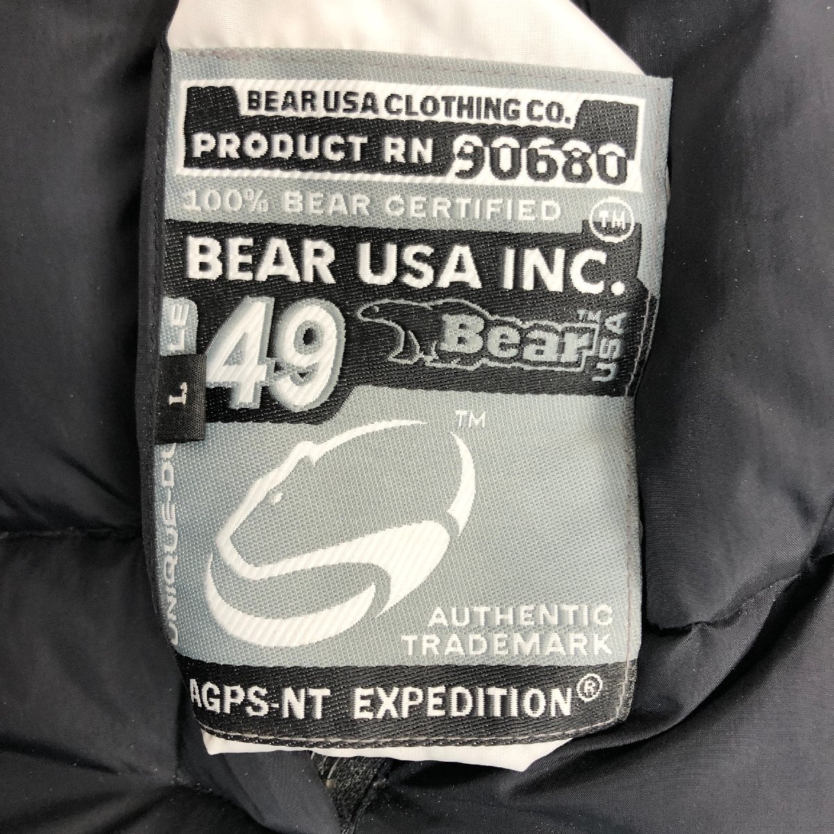 ▲【古着】Bear USA ベアー リバーシブル ジップアップ ダウン ジャケット アウター フェザー Lサイズ ブラック イエロー メンズ 1.41㎏_画像9