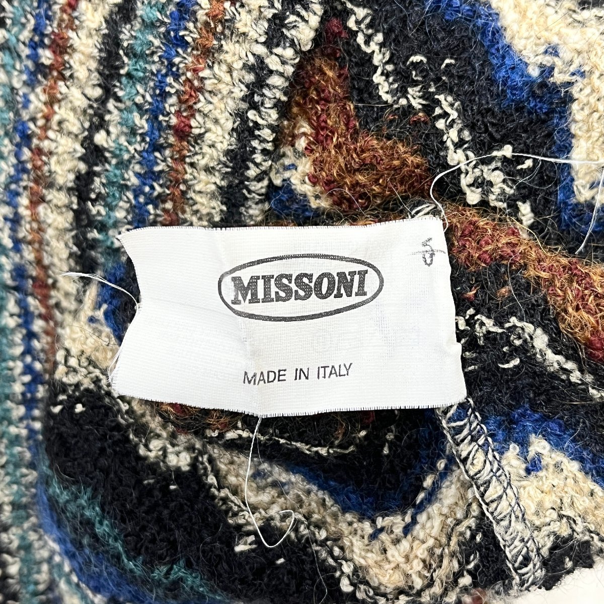 ●MISSONI ミッソーニ 長袖 ニット セーター カットソー マルチカラー ジェブロン柄 オレンジタグ イタリア製 レディース 0.33㎏●_画像6