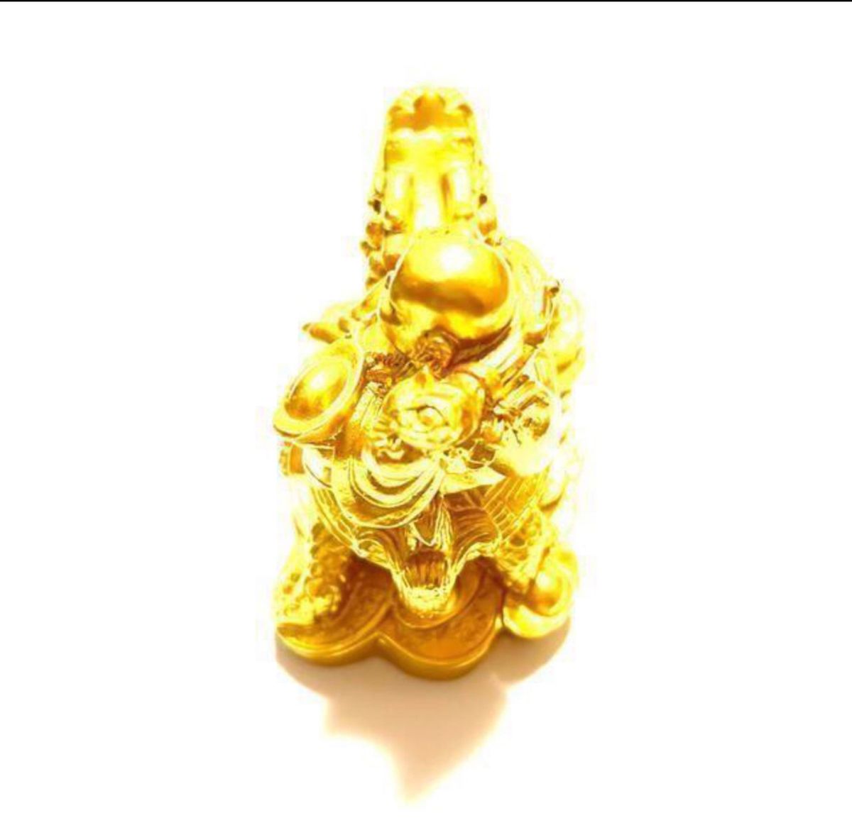 布袋さん 置物 七福神 オブジェ インテリア 龍亀に座っている布袋 弥勒菩薩 仏像 開運 金運アップ 風水グッズ ゴールド