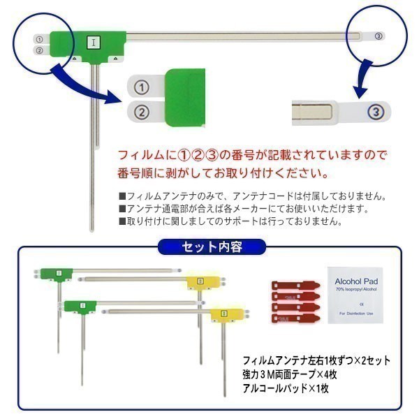 L型フィルムアンテナ+両面テープ付 ナビ載せ替え 地デジ 汎用/パナソニック CARROZZERIA ALPINE CN-HW1000D AG11_MO54C_画像3