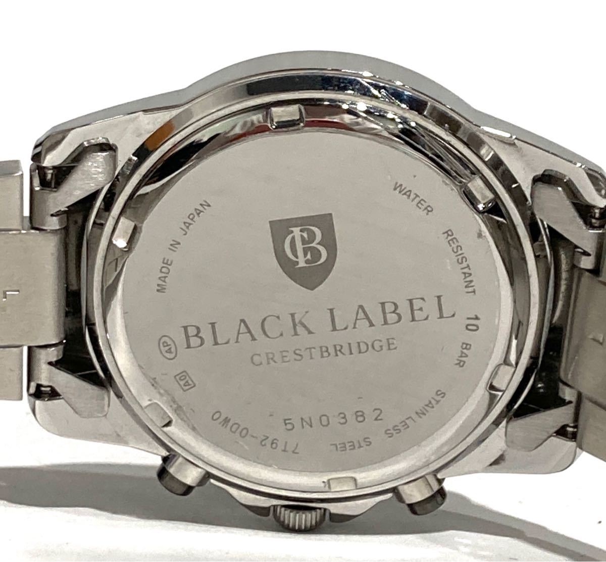 ★bk-412 BLACK LABEL CRESTBRIDGE ブラックレーベル クレストブリッジ クロノグラフ クォーツ腕時計 7T92-0DW0 箱 保証書(T124-24)_画像6