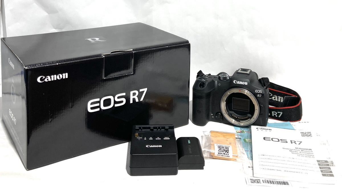 bk-376 Canon キャノン EOS R7 ミラーレス一眼 カメラ ボディ 保証書 説明書 箱(O30-1)_画像1