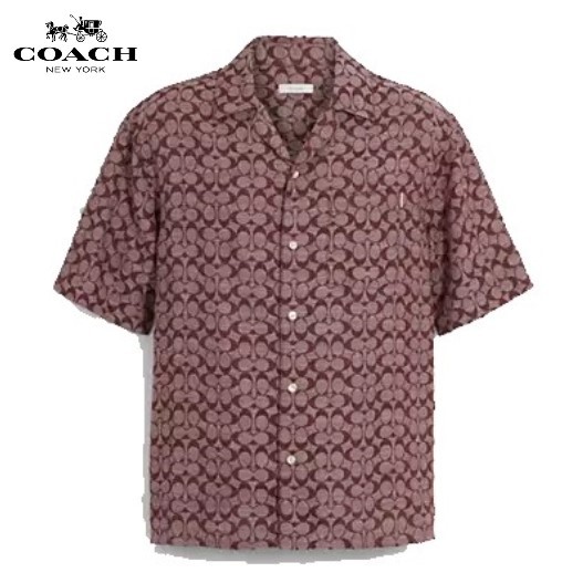 * new goods / regular goods *[COACH*C7812] Coach men's signature camp shirt cotton 100% M( Japan size :L) regular price 50,600 jpy prompt decision!!