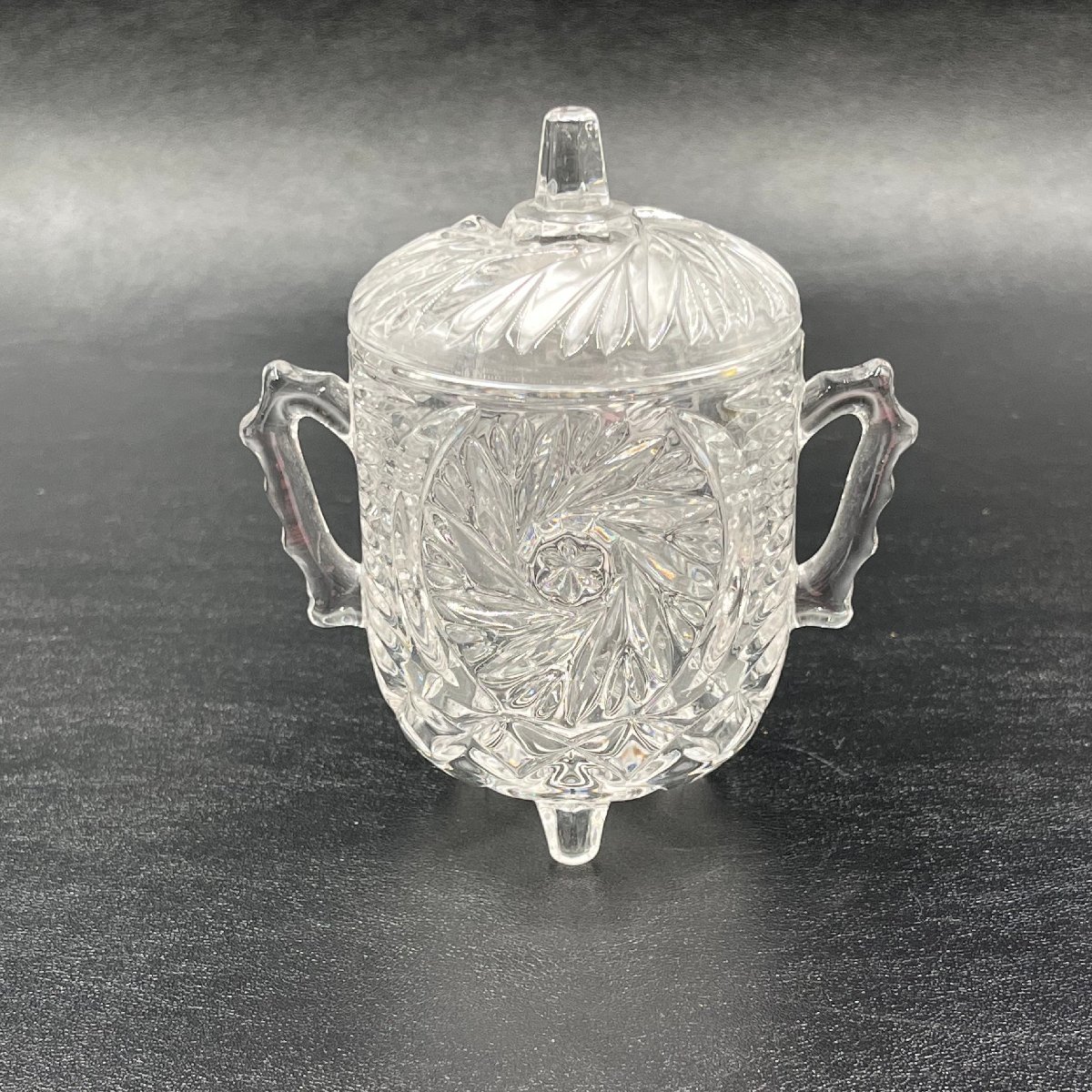 573-4 ガラス製シュガーポット 検 茶器洋食器ガラス工芸ボヘミアボヘミアン人気インテリア置物小物入れ美しい素敵_画像1